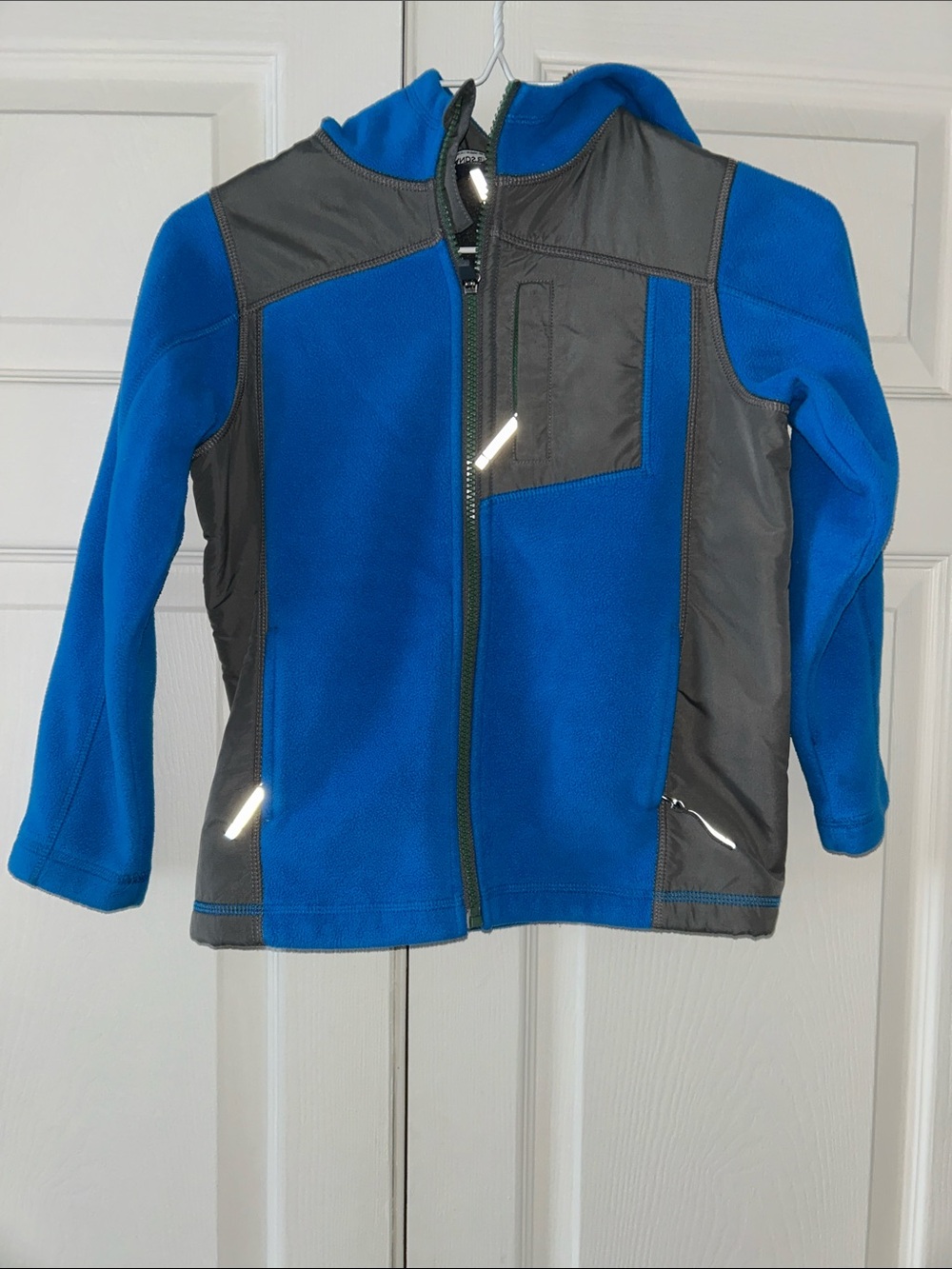 Lands' End Blue and Gray Kids Hooded Fleece Jacket